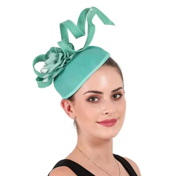 Moda Çiçek Düğün Fascinator Şapka saç tokası Kadın Örgü Kokteyl Parti Gelin Veils Şapkalar Bayanlar Resmi Elbise Başlığı