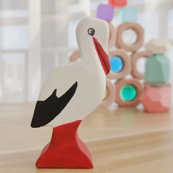 Kuş Ahşap Doğal Montessori El Yapımı Şekil Büyük Hayvanlar El Sanatları Oyuncaklar Çocuklar İçin Hayvanlar Biliş Erken eğitici oyuncak 19