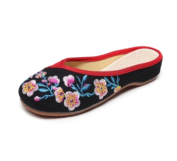 YRZP Bayanlar Rahat Pamuk Düz Katır Ayakkabı Pantuflas Mujer Rhinestones Işlemeli Kadın Kanvas Ayakkabılar Yakın Ayak Terlik 8