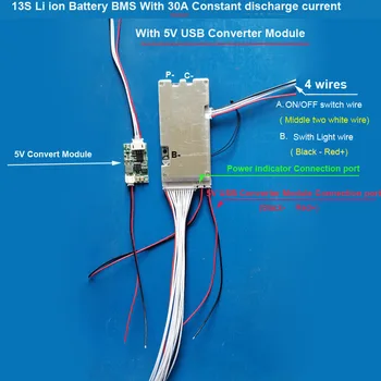 48V li ion pil PCB kartı ile 30A sabit akım ve 5V USB çıkış Modülü için 13S li ion pil elektrikli bisiklet 11