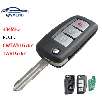QWMEND 3 Düğme Uzaktan Araba Anahtarı Nissan Rogue için 2014-PCF7961M Çip 434MHz CWTWB1G767 TWB1G767 28268-4CB1A 7