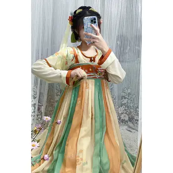 Kadın Üç parçalı Sling İşlemeli Elbise Orijinal Geliştirilmiş Hanfu Süper Peri Bahar ve Yaz Çin Geleneksel Elbise