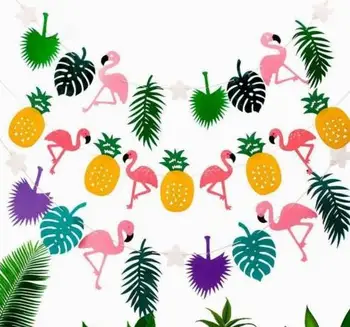 Tropikal Flamingo Ananas hawaii Banner Garland Bunting Yaz Parti Düğün Noel Dekorasyon festival arz Bayrak Hissettim 