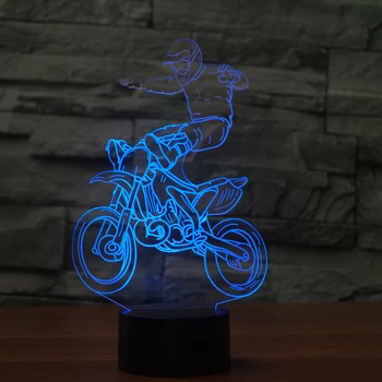 Kros Motosiklet 3D LED Gece Lambası 7 Renk Değişimi Avcı Lambası 3D Deco Görüş Masa Lampara Led USB Bebek Uyku Lambası