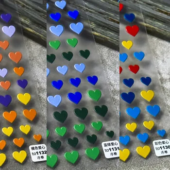 1 Sayfalık Kabartmalı Nail Art Etiketler Yapışkanlı Renkli Aşk Kalp Tasarım DIY sevgililer Günü Tırnak Çıkartmaları Süslemeleri T-1130 13