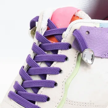 4 ADET Moda Elmas Elastik Danteller Sneakers Hiçbir Kravat Ayakabı Renkli Rhinestone Ayakkabı bağcıkları Bağları Olmadan Çocuklar Yetişkin Düz Dantel