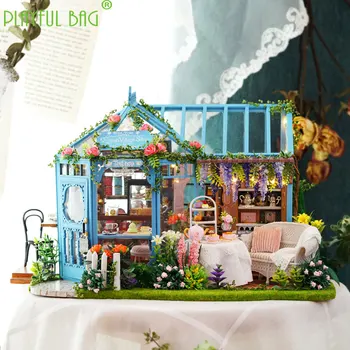 Bilgelik eğlenceli ev dıy kulübe gül bahçe çay evi el yapımı küçük ev modeli montaj oyuncak doğum günü hediyesi yetişkin çocuk ZD14 4
