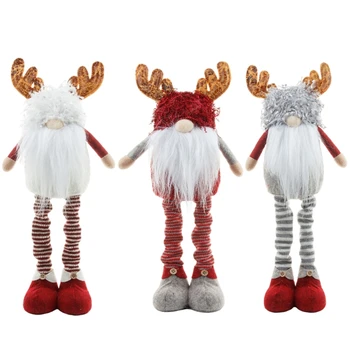 Noel Gnome Ren Geyiği Elk İsveç Tomte Gnome Dolması Peluş Geri Çekilebilir Bahar Bacaklar Noel Süslemeleri Süsler