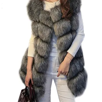 2019 Bahar Moda kadın Ceket Ceket Yelek 4XL Kürk Yelek Kolsuz Ceket Lüks Faux Fox Kış sıcak Kadın Yelekler Mont W05 5