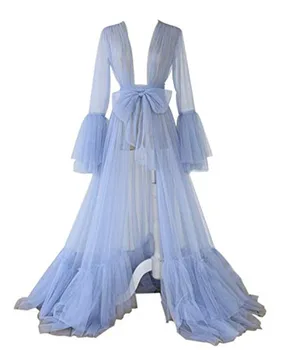 Bayanlar Tül balo kıyafetleri Uzun İç Çamaşırı Kıyafeti Gecelik hamile elbisesi Lüks Tam Kabarık Kollu 6