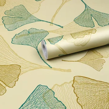 Kabuğu ve Sopa Duvar Kağıdı Altın Ve Bej Ginkgo Yaprakları Duvar Kağıdı Çıkarılabilir Kendinden Yapışkanlı Duvar Sticker Dolap Çekmece Dekorasyon 13