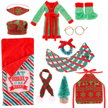 Kawaii Noel Elf oyuncak bebek giysileri Aşçı Şapka Önlük Pijama Uyku Tulumu Elbise Bebek oyuncak bebek giysileri Oyuncak Aksesuarları doğum günü hediyesi