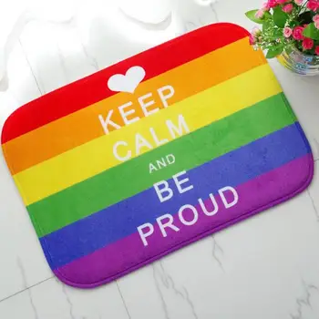 Yeni Eşcinsel Gurur Bayrağı Banyo zemin kapı paspası Gökkuşağı Bayrağı Sakin Ol ve Gurur Giriş Paspas Halı Halı kaymaz Ev dekor 6