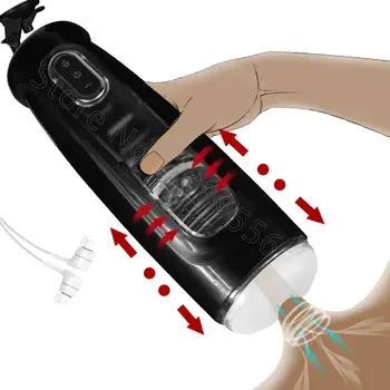 Otomatik Erkek Masturbator Kupası Teleskopik Rotasyon Oral Seks Penis Simülatörü 10 Frekans Vajina Stroker Oral Seks Oyuncakları Erkekler İçin