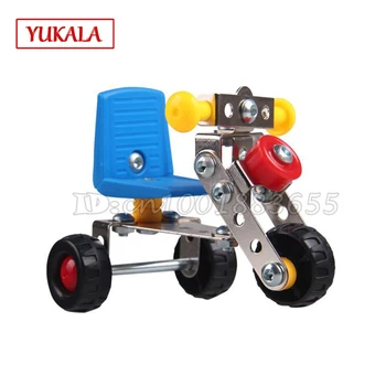 Bulmaca metal alaşım monte oyuncak 816B-39 DIY el yapımı çocuk oyuncakları Çıkarılabilir kaldırmak somun üç tekerlekli motosiklet çocuk için 12
