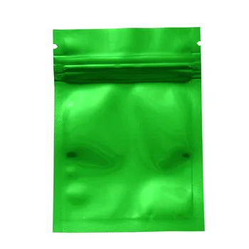100 adet / grup 7. 5x10 cm yeşil Mylar Zip kilit paket torbaları ısı yapışmalı koku geçirmez alüminyum folyo gıda çantası çay kahve tozu torbaları 12