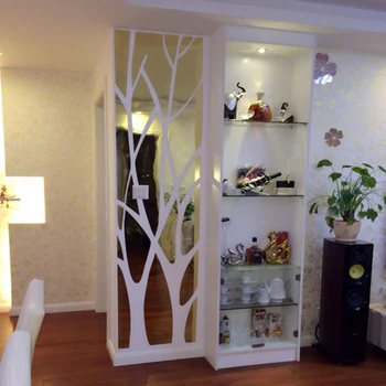 3D büyük Ağaç desen Akrilik duvar çıkartmaları moda ev dekoratif ayna oturma odası koridor yatak odası TV çıkartmaları 11