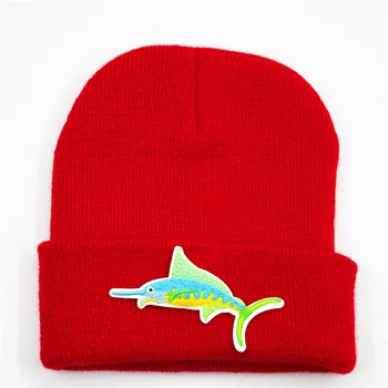 Balık hayvan nakış Pamuk Kalınlaşmak örme şapka kış sıcak şapka Skullies kap bere şapka erkekler ve kadınlar için 320 6