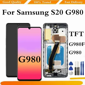 Yüksek Kaliteli TFT Samsung Galaxy S20 G980F G980 dokunmatik LCD ekran Ekran İçin Çerçeve İle S20 Ekran Değiştirme Çerçeve İle 14