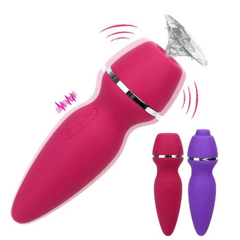 Klitoris Meme Emme Seks Oral Yalama Oral Seks Titreşimli 7 Hız Klitoris Enayi Vibratör Seks Oyuncakları Kadınlar için İki Kafa ile