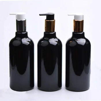 12 adet 500ml Yüksek Kaliteli Losyon pompa şişeleri Siyah Kozmetik Konteyner Sıvı Sabunluk Doldurulabilir duş şampuanı Jel Şişe 11