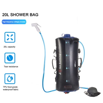 20L kamp duş torbası güneş enerjisi ısıtmalı taşınabilir katlanır açık banyo çantası seyahat yürüyüş tırmanma TPU su torbası