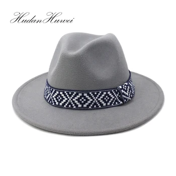 2020 Yeni Sonbahar Kış İngiliz Klasik Erkek Kadın Caz Panama Yün fötr şapka Şapka geniş şapka Kilise Kapaklar 7