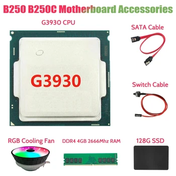 G3930 CPU + DDR4 4GB RAM + 128G SATA SSD + RGB Fan + SATA Kablosu + Anahtarı Kablo Kiti B250 B250C Madencilik Anakart Aksesuarları 5