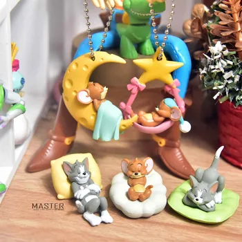 5 Adet / grup 3.5-5cm Kedi ve fare klasik sevimli çizgi film bebeği modeli süs kolye koleksiyonu