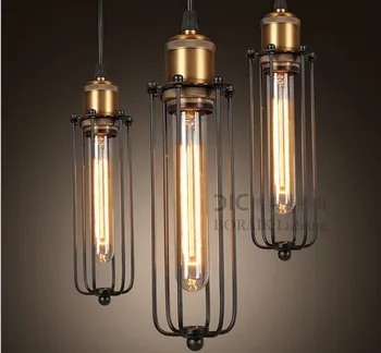 Loft Vintage endüstriyel Retro kolye lamba Edison ışık E27 tutucu demir Restoran Bar sayacı tavan Kitapçı lambası 3