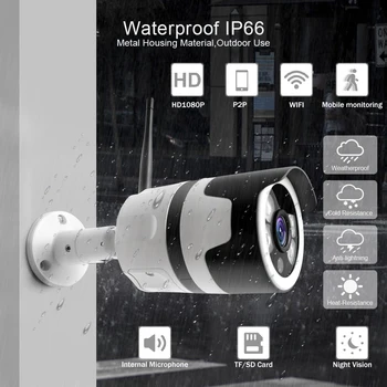 wifi açık IP kamera 1080P 720P su geçirmez 2.0 MP kablosuz güvenlik kamera metal iki yönlü ses TF kart kayıt P2P mermi 4