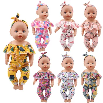 Tek parça Giysi + Kafa Bandı Fit 18 İnç Amerikan ve 43CM Reborn Yeni Doğan Bebek oyuncak bebek giysileri Aksesuarları Nenuco Ropa Nesil Oyuncaklar