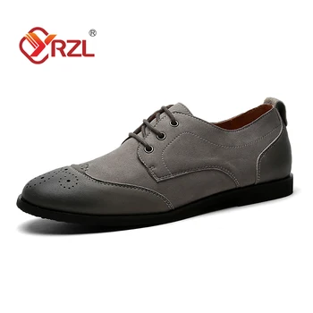 YRZL Klasik İngiliz Tarzı deri ayakkabı erkek Moda Rahat İş Oxford Ayakkabı Siyah / Gri Resmi deri ayakkabı erkekler için 6