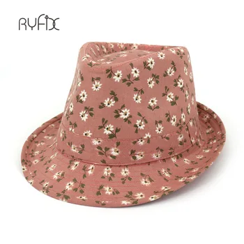 Yaz Geniş kenarlı şapka Erkek kadın elbisesi Şapka Üst Caz fötr şapkalar Baskı Tam Küçük Çiçek Baskılı Kapaklar Vintage Fedoras HA231