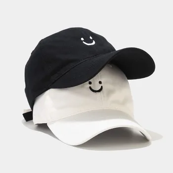 Moda Gülen Yüz beyzbol şapkası Erkekler Ve Kadınlar Yumuşak Üst Nakış Kavisli Ağız Kap Hip Hop Öğrenci Ayarlanabilir güneş şapkası 5