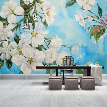 Elma Ağacı Şube Çiçek Mavi Gökyüzü Duvar Kağıdı Ev Dekor Çiçek Duvar Oturma Odası Kanepe Tv Yatak Odası Otel Arka Plan Papel Tapiz 15