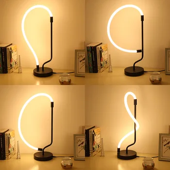 Yaratıcı Deforme Yatak Odası Başucu Şerit masa lambaları Yaratıcı Sanat Masaüstü Masa Gece lambası Kısılabilir Masa Okuma Lambaları 8