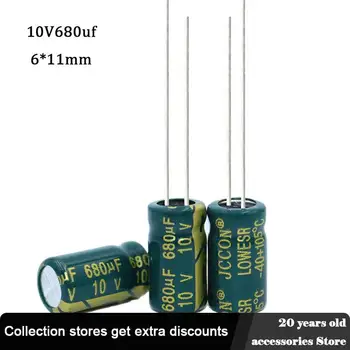 10 ADET 10V680UF 6*11 Alüminyum elektrolitik kondansatör yüksek sık düşük empedans 6x11mm 14