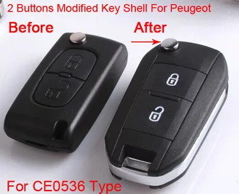 2 Düğmeler Modifiye Çevirme Uzaktan Anahtar Shell Kılıf ıçin Peugeot 307 407 408 VA2 Blade Ile Hiçbir Oluk + HK Post Ücretsiz Kargo 5
