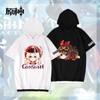 COFUN Anime Oyunu Genshin Darbe Mona Klee Havalandırma Barbara Lisa Baskılı Yumuşak Giyen Moda T-shirt Harajuku Unisex Tees 9