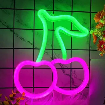 Kiraz Neon Burcu Duvar Dekor için Led Neon ışık Duvar İşareti asma sanat ışık çocuk ışık Çocuklar için Yatak Odası İşaretleri Odası Ev 10