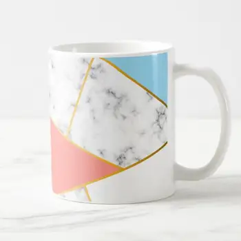 Modern Geometrik Mermer Kahve Kupa Moda Altın Çizgi Mermer çay fincanları Kupalar Şık Mermer Ofis Ev Dekor Noel Doğum Günü Hediyeleri 4