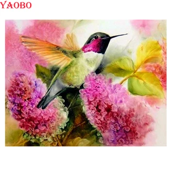 DIY 5D Elmas Boyama Elmas Mozaik Hummingbird Çiçekler Tam Yuvarlak Kare Kuş Hayvan Elmas Nakış Çapraz Dikiş Dekor 3