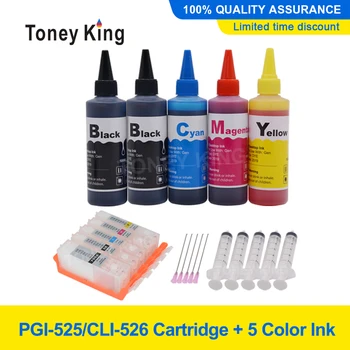 Toney Kral yeni 500 ml Şişe Boya Mürekkep + PGI-525 CLI-526 XL Yazıcı Mürekkep canon için kartuş PGI-525 PIXMA MX715 MX885 MX895 MG8150 5