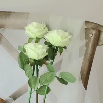 Yeşil İpek Gül yapay çiçek Düğün İpek Çiçekler Ev Düğün Dekorasyon Parti için sahte çiçek 4