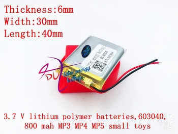 Navigasyon pil 3.7 V lityum polimer pil 603040 800 mAh Pil Bluetooth MP3 MP4 MP5 eBook 3