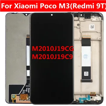 Xiaomi Poco M3 LCD ekran dokunmatik ekranlı sayısallaştırıcı grup İçin Çerçeve ile Redmi 9T J19S M2010J19SG LCD 6.53
