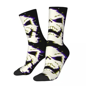Komik çorap Erkekler için GLİTCHY kafatası Hip Hop Vintage O Adam ve Ustaları Evren Dikişsiz Desen Baskılı Erkek Ekip Çorap 1