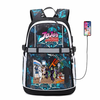 Anime jojo'nun Tuhaf Macera Oxford USB Sırt Çantası Karikatür Schoolbag Casual Öğrenci Teenger Sırt Çantası laptop çantası Fermuar Gizli Sakli Konusmalar 3