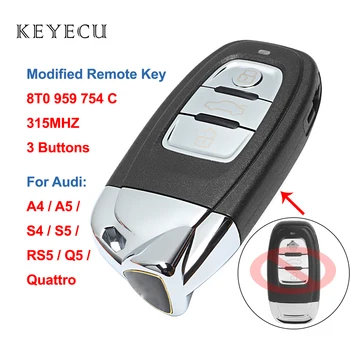 Keyecu Modifiye Tarzı olarak forLamborghini Yükseltilmiş Akıllı Uzaktan Anahtar Fob 3 Düğme 315 MHZ için Audi A4 S4 Q5 8T0 959 754 C 8T0959754C 5